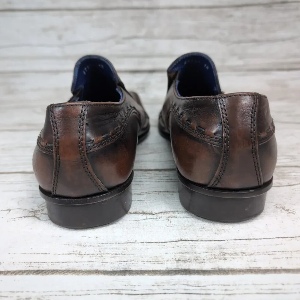 Mark Nason Rock Never Dies Distressed Brown Square Toe Loafers Size 10